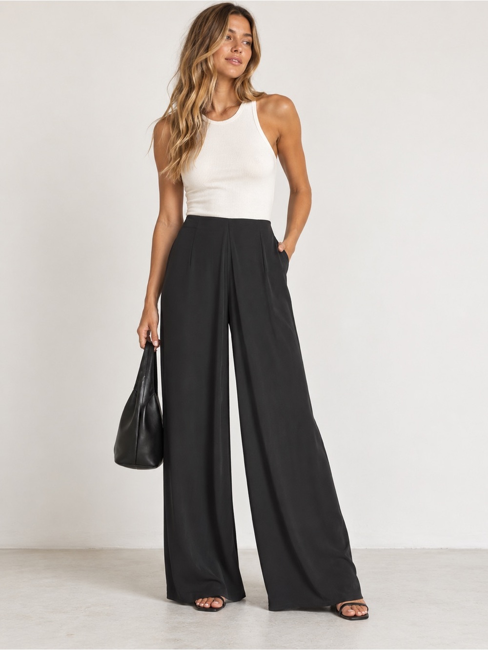 Uniqlo Black Wide-Leg High-Rise Trousers